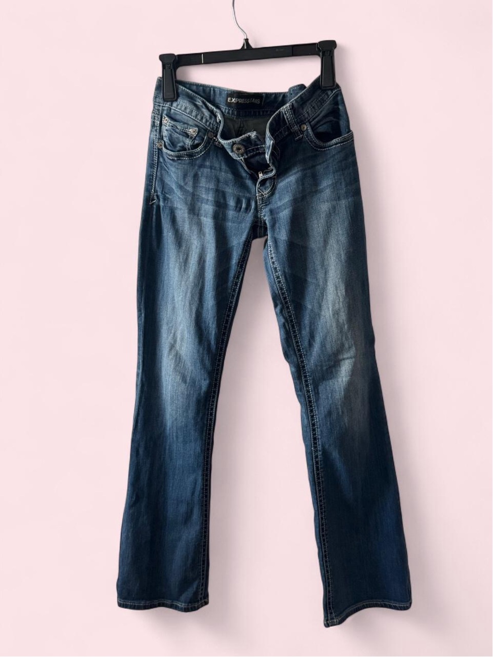 Express Women's Bootcut Jeans in Dark Blue Wash